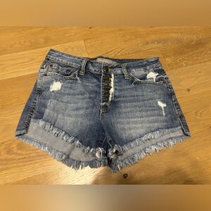 Just USA Cut off denim button fly shorts size medium distressed